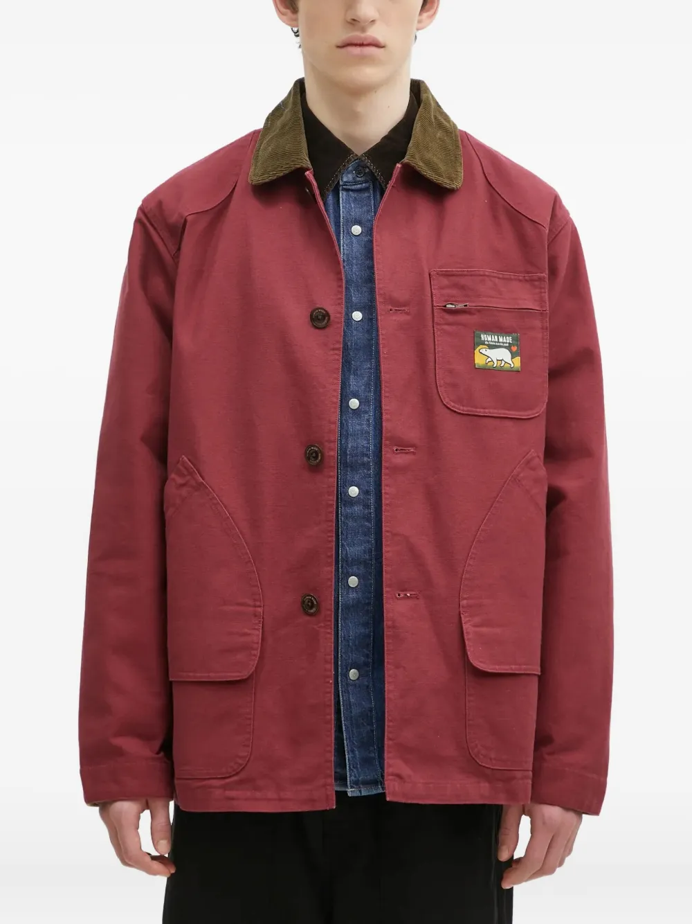 Human Made duck-appliqué overshirt | Red | Image 1