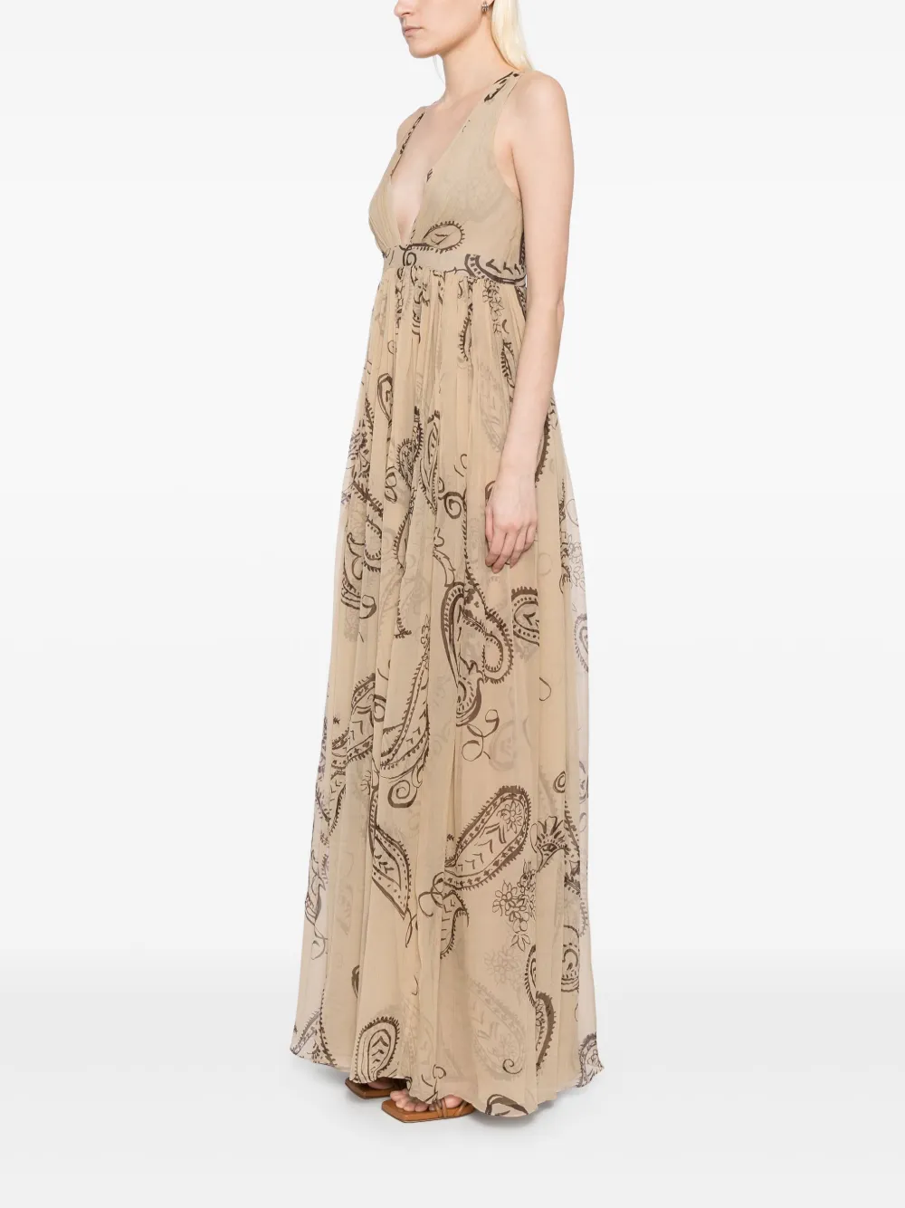 Tessitura Body Couture Jurk met V-hals Bruin