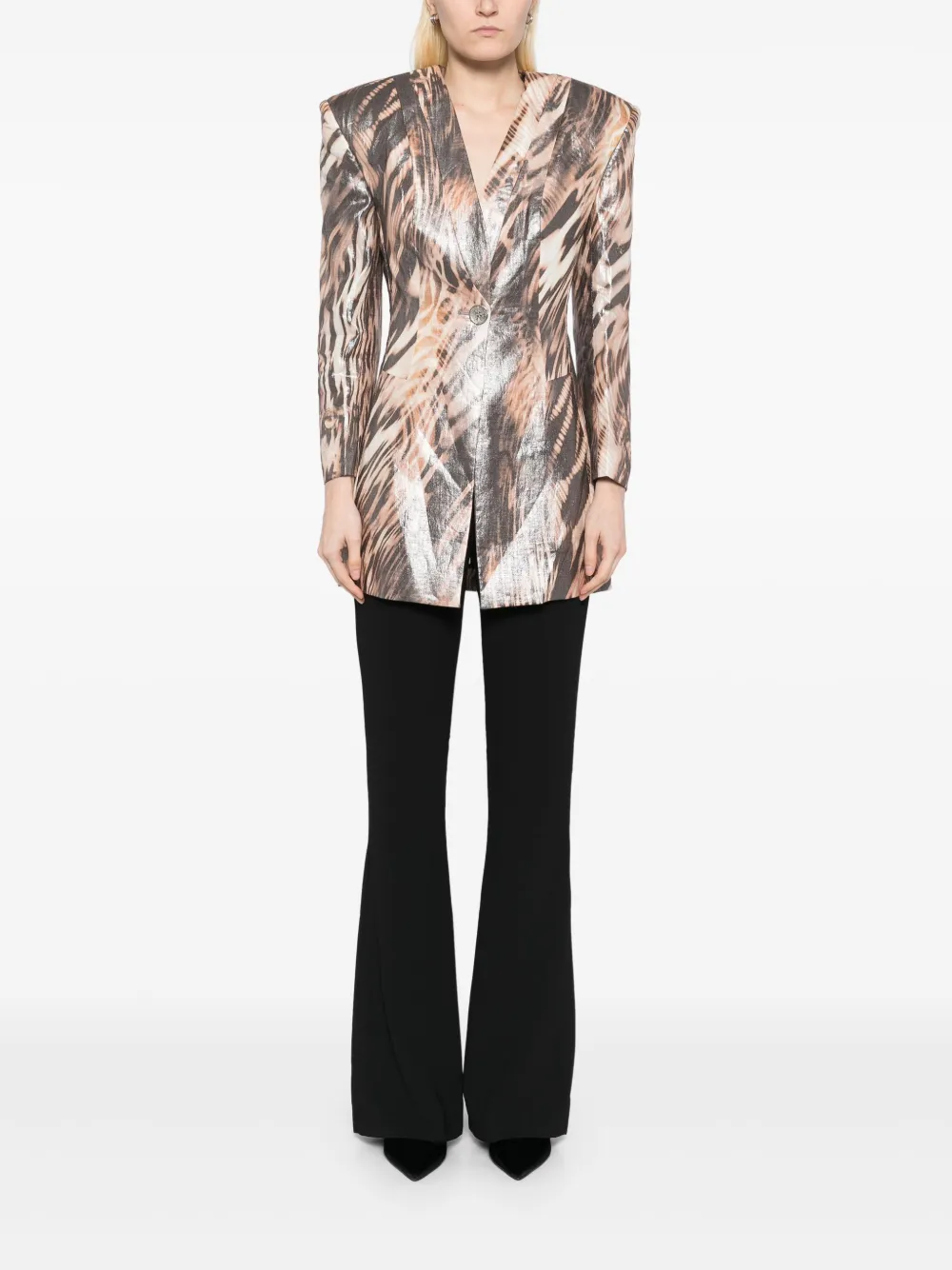 Tessitura Body Couture Blazer met zebraprint - Oranje