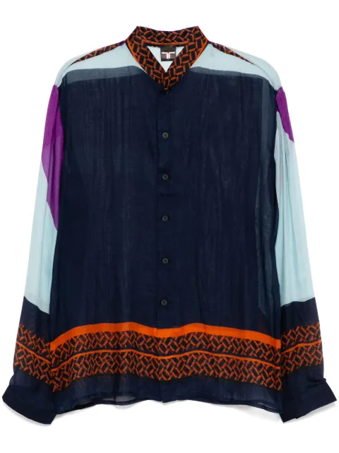 Tessitura Body Couture camisa estampada con cuello mao