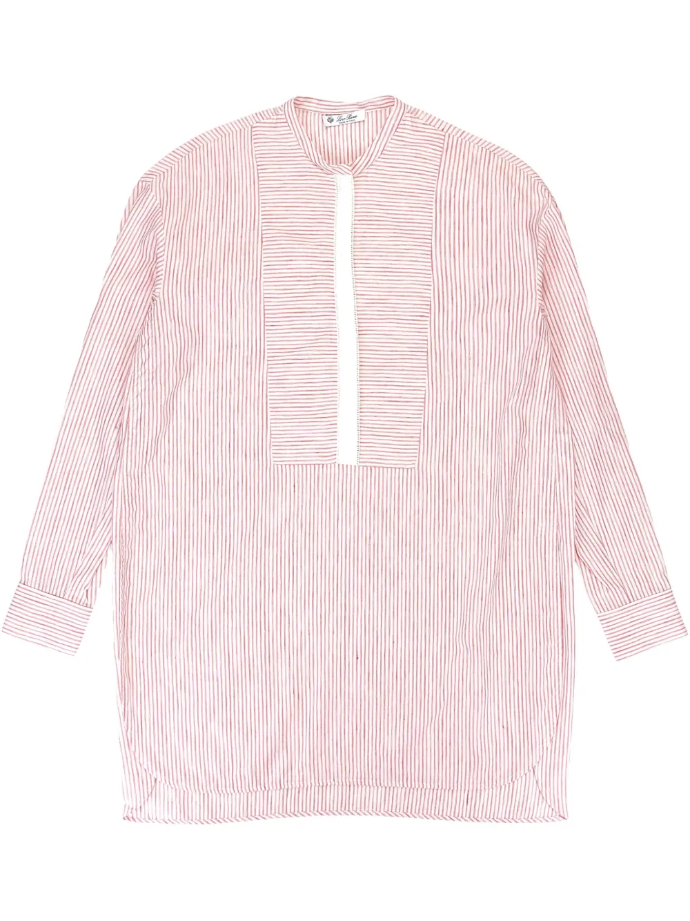 Loro Piana Striped Mock Neck Pink Blouse In Pink