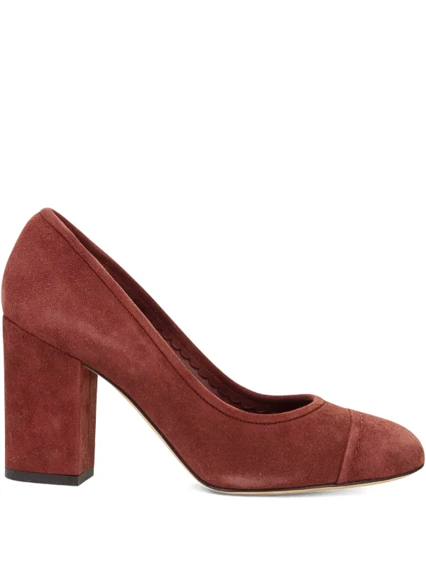 Loro Piana Block-heel Suede Pumps in Red