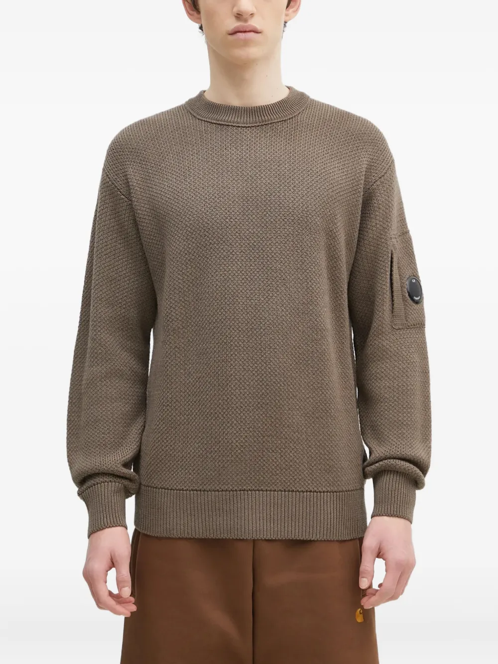 C.P. Company lens pocket-detail textured sweater | Brown | Image 1