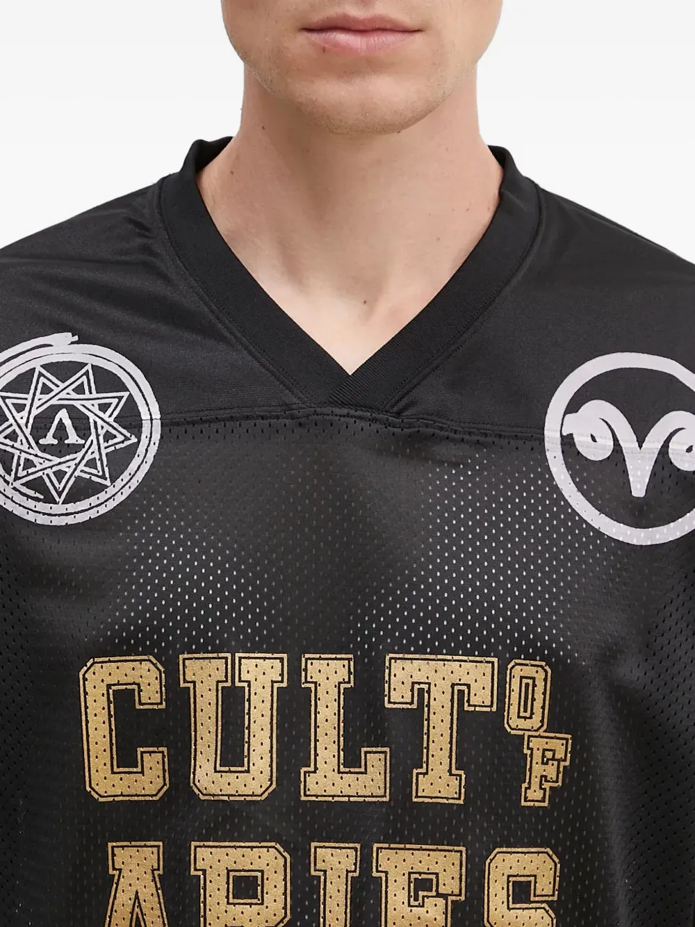 Aries Jersey top met mesh vlak en lange mouwen Zwart