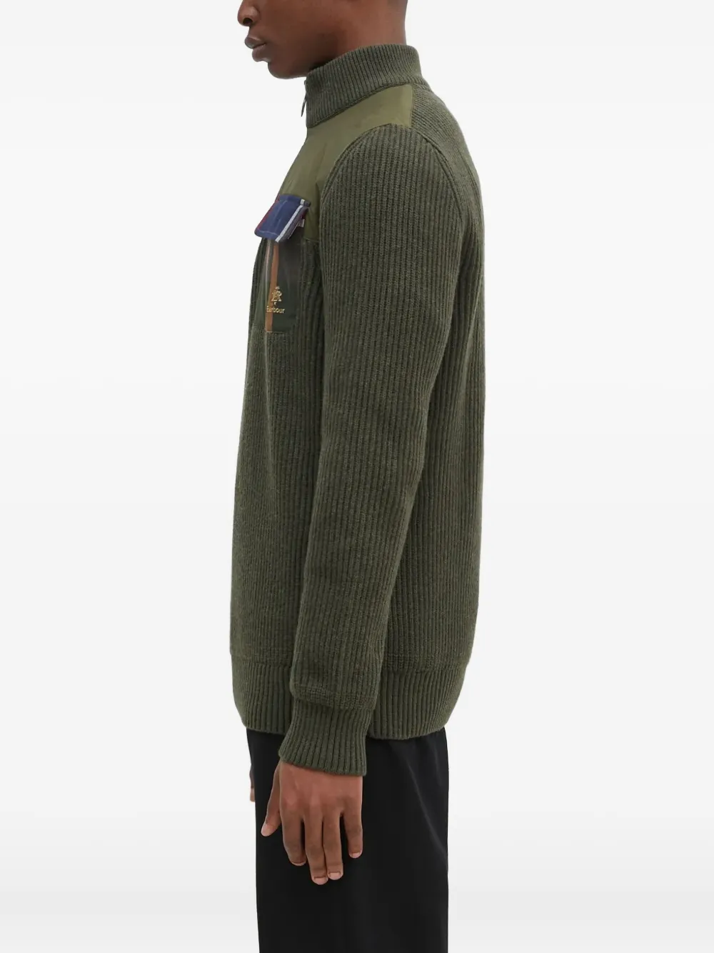 Baracuta x Barbour Miller geribbelde trui met halve rits Groen