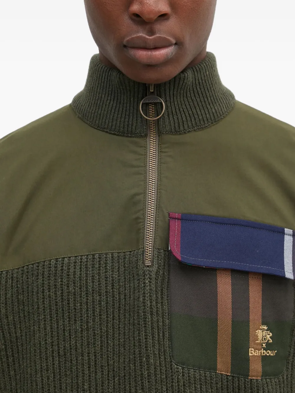 Baracuta x Barbour Miller geribbelde trui met halve rits Groen