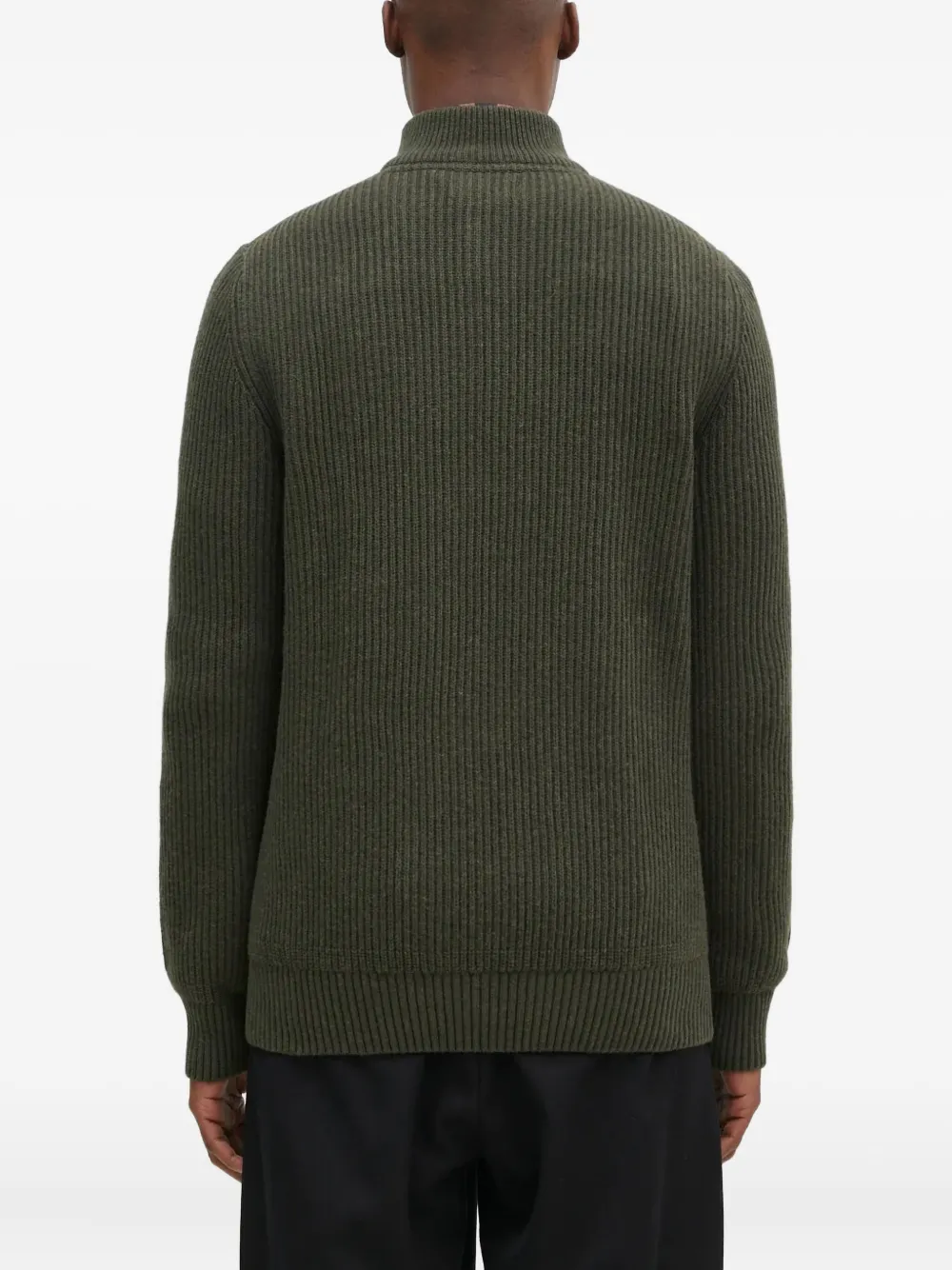 Baracuta x Barbour Miller geribbelde trui met halve rits Groen