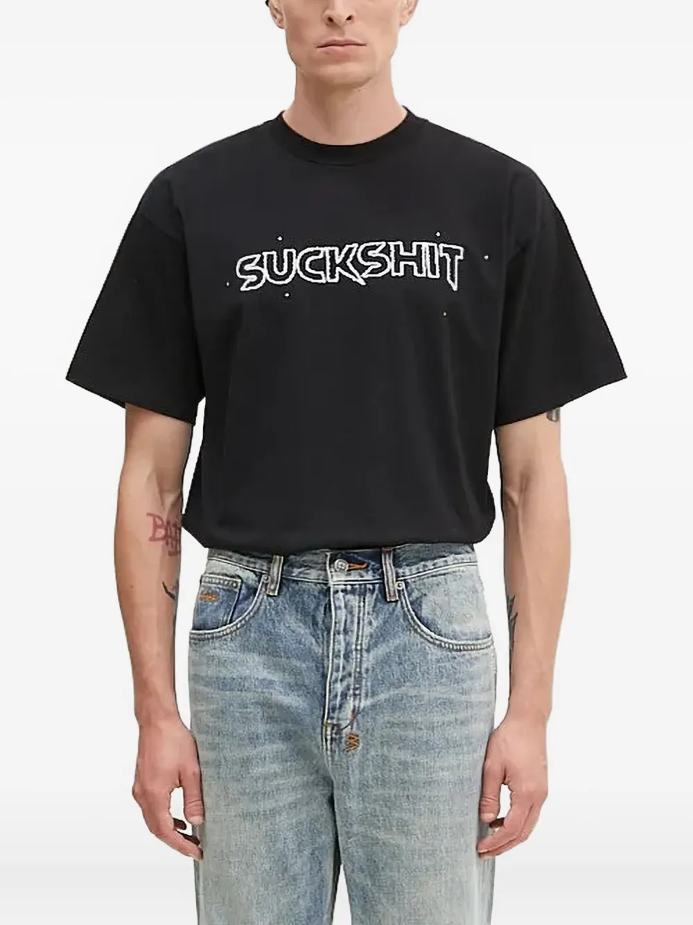 Aries outline-print T-shirt | Black | Image 1