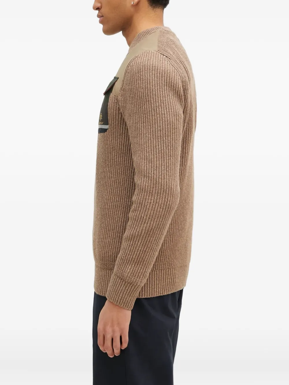 Baracuta x Barbour Miller geribbelde trui met vlakken Bruin