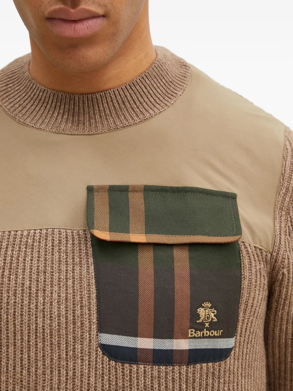 Baracuta x Barbour Miller geribbelde trui met vlakken Bruin