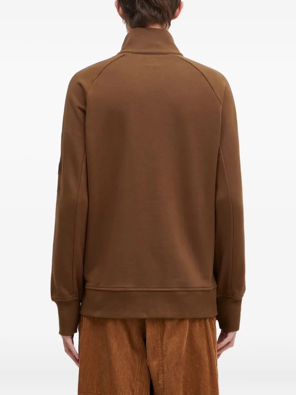 C.P. Company Sweater met halve rits en zak Bruin