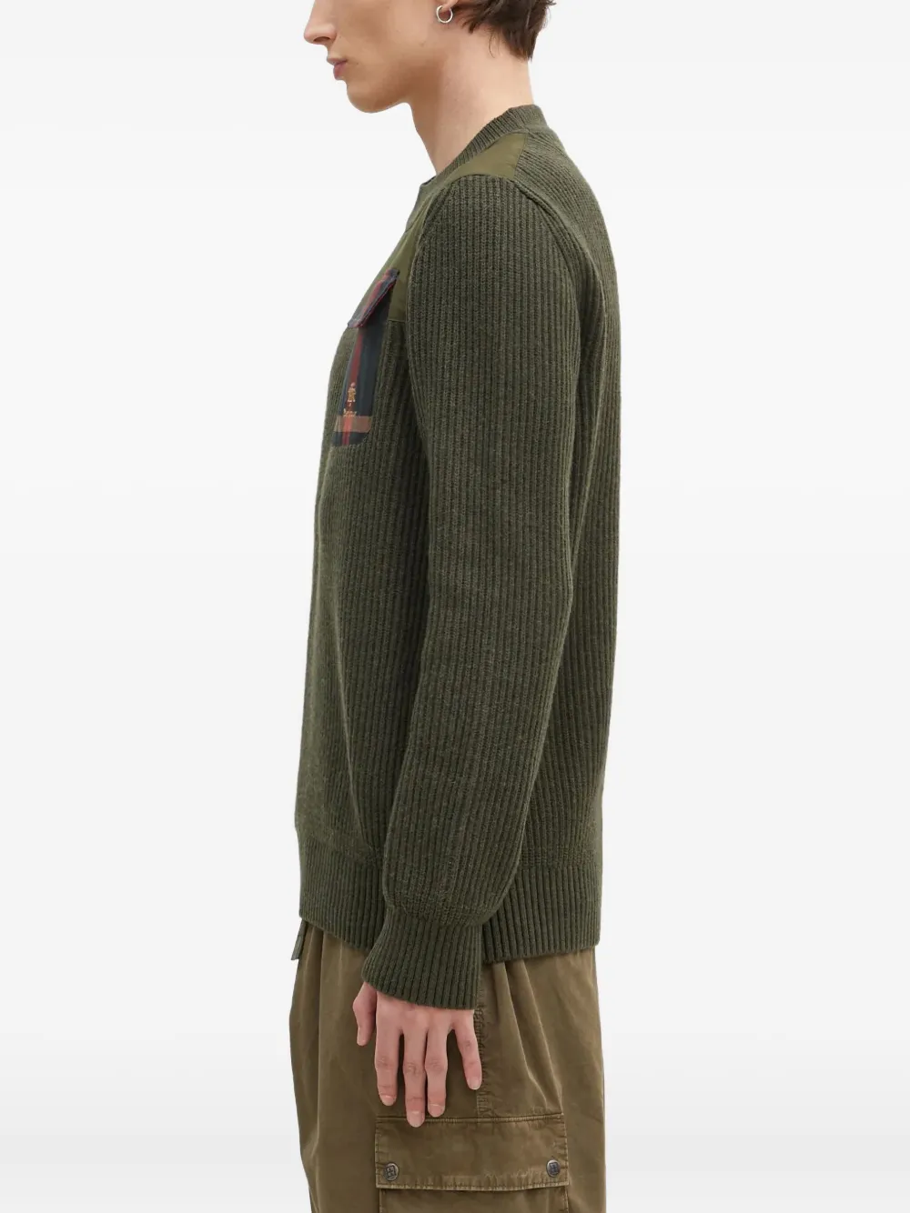 Baracuta x Barbour Miller geribbelde trui met zak Groen