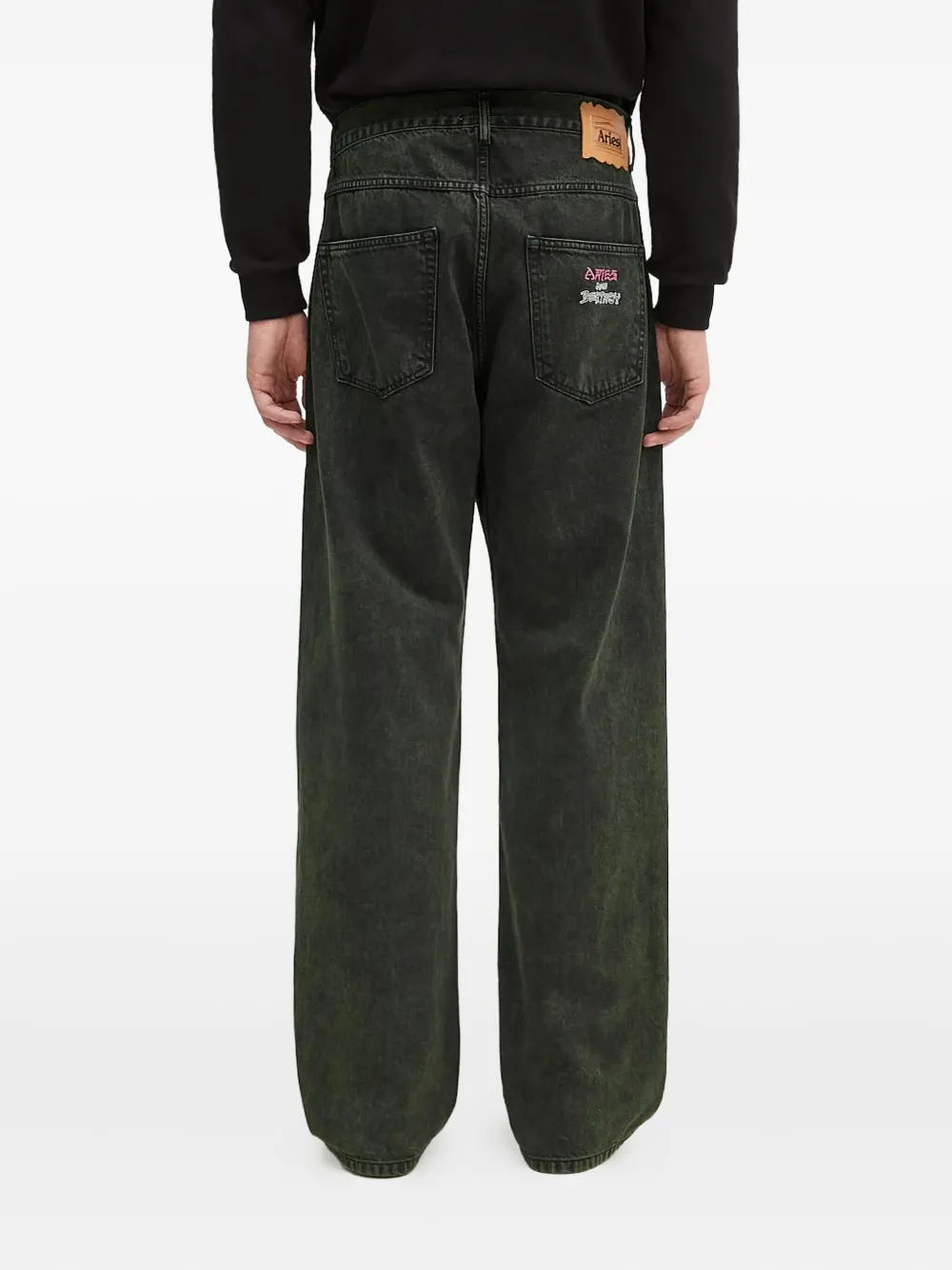 Aries Jeans met logopatch Groen