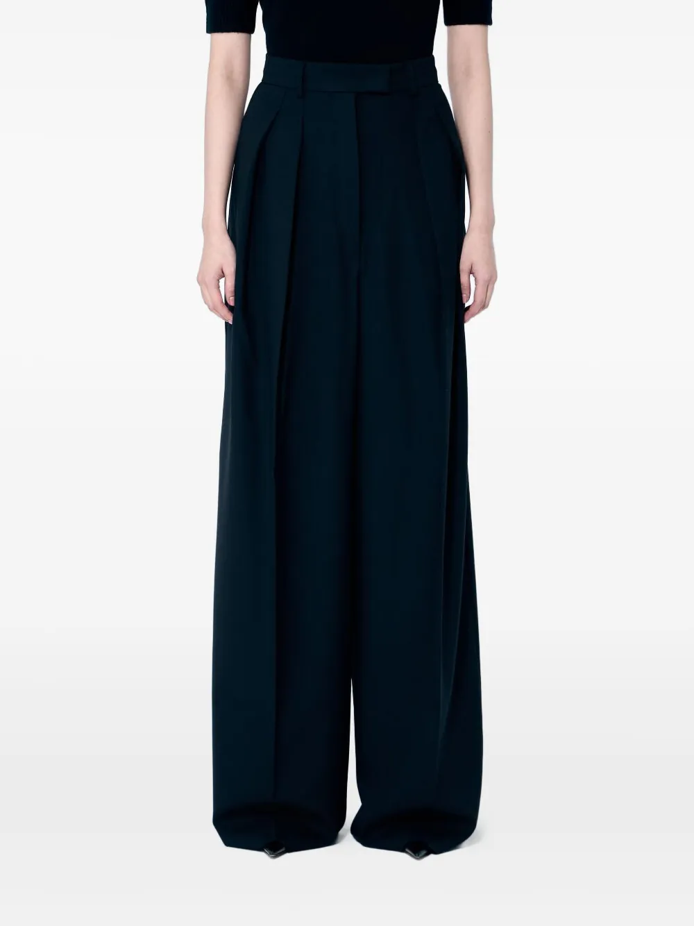 Sportmax Women Wide-leg Wool Pants In Black