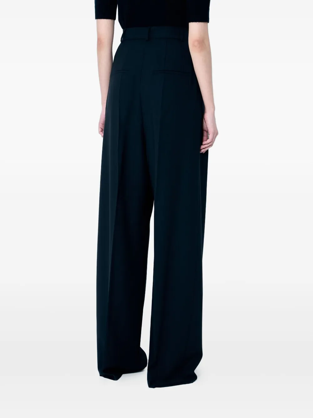 Sportmax Women Wide-leg Wool Pants In Black