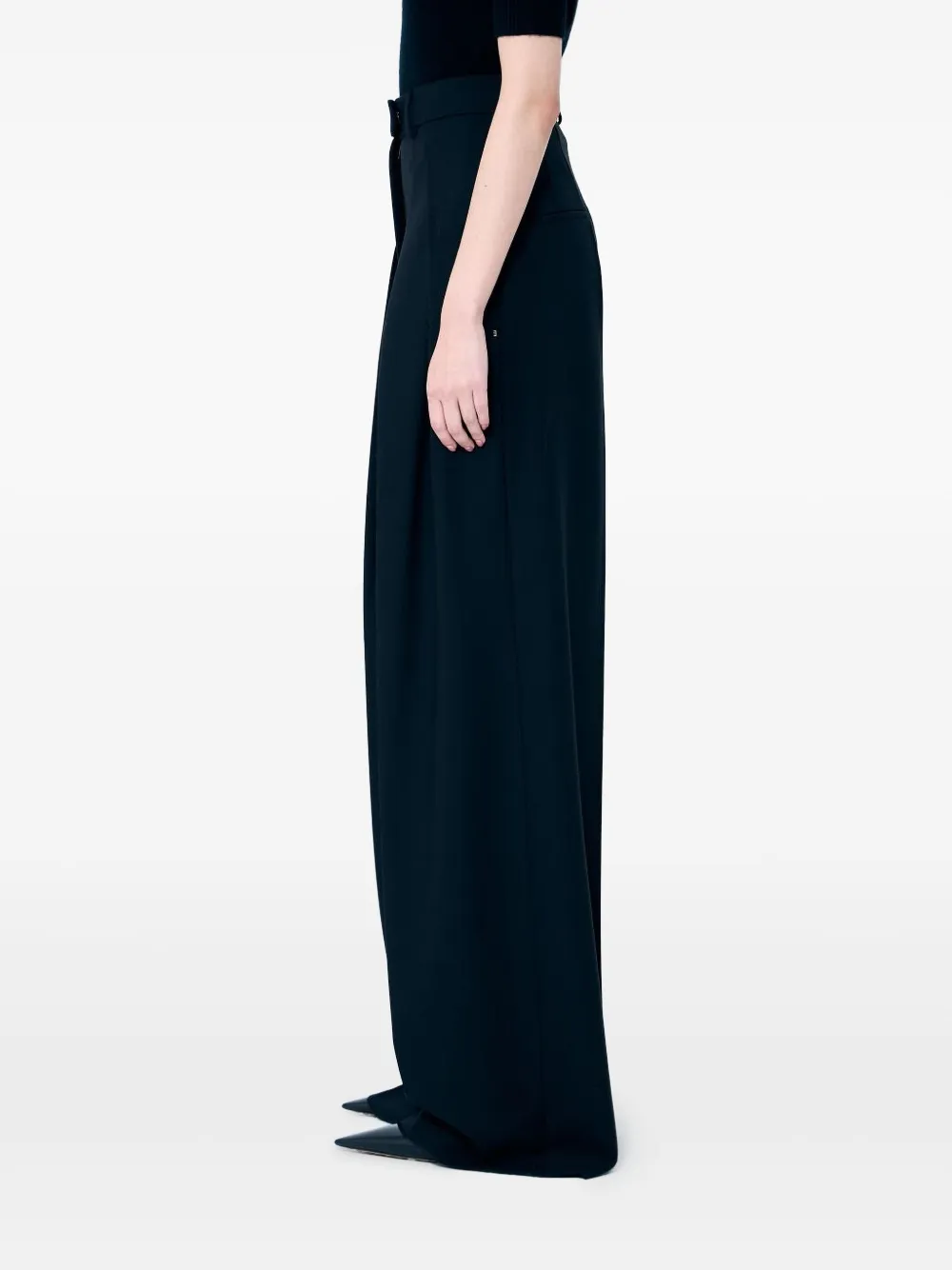 Sportmax Women Wide-leg Wool Pants In Black
