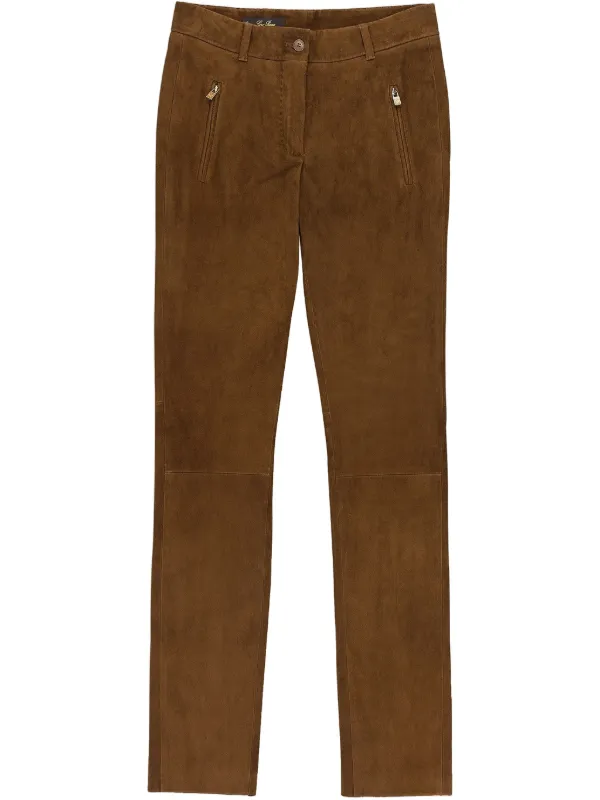 Loro Piana Straight-leg Lambskin Trousers in Brown