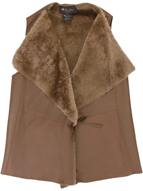 Loro Piana Tie-fastening Shearling Waistcoat in Brown