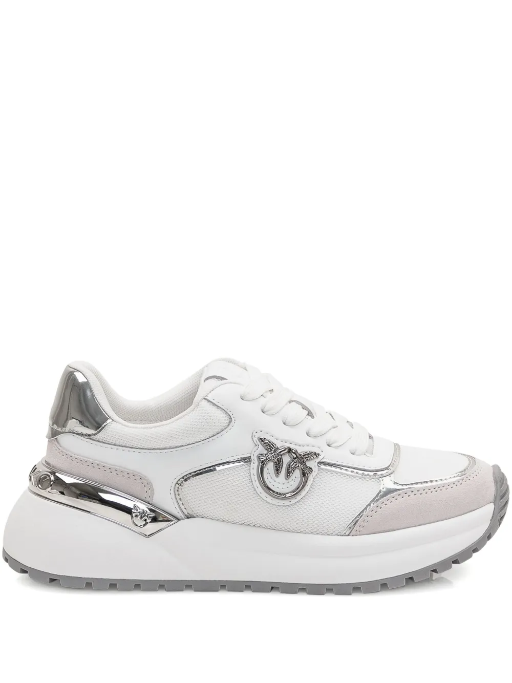 PINKO Love Birds mirror-finish sneakers White