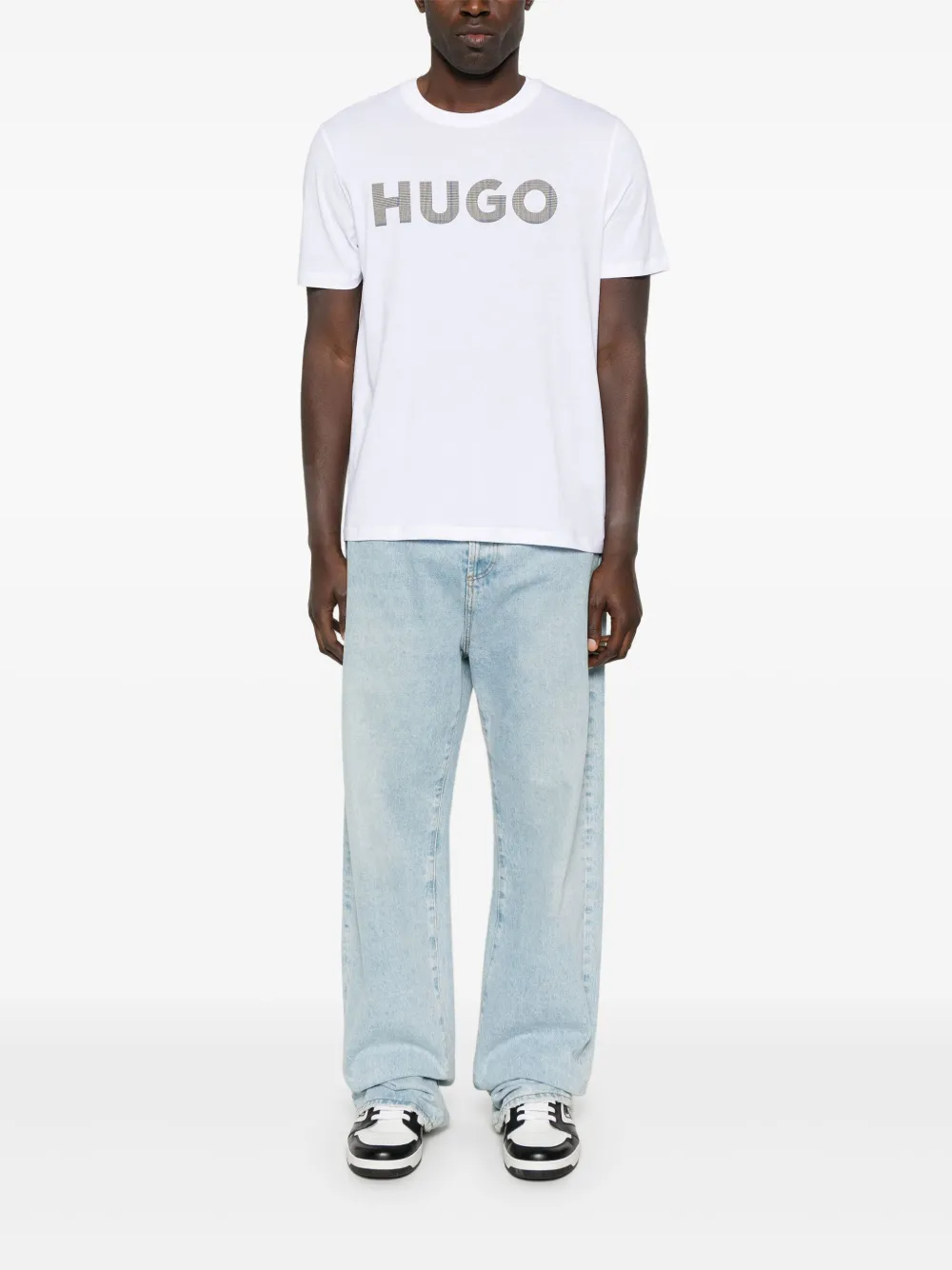 HUGO T-shirt met logopatch - Wit