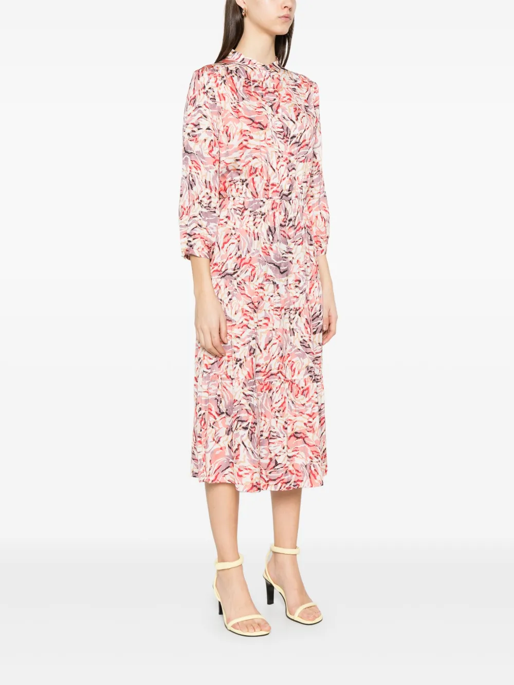 HUGO BOSS ABSTRACT-PRINT MIDI DRESS 