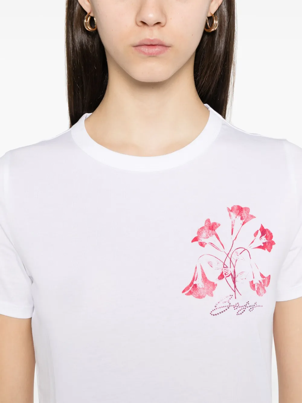 BOSS T-shirt met bloemenprint Wit