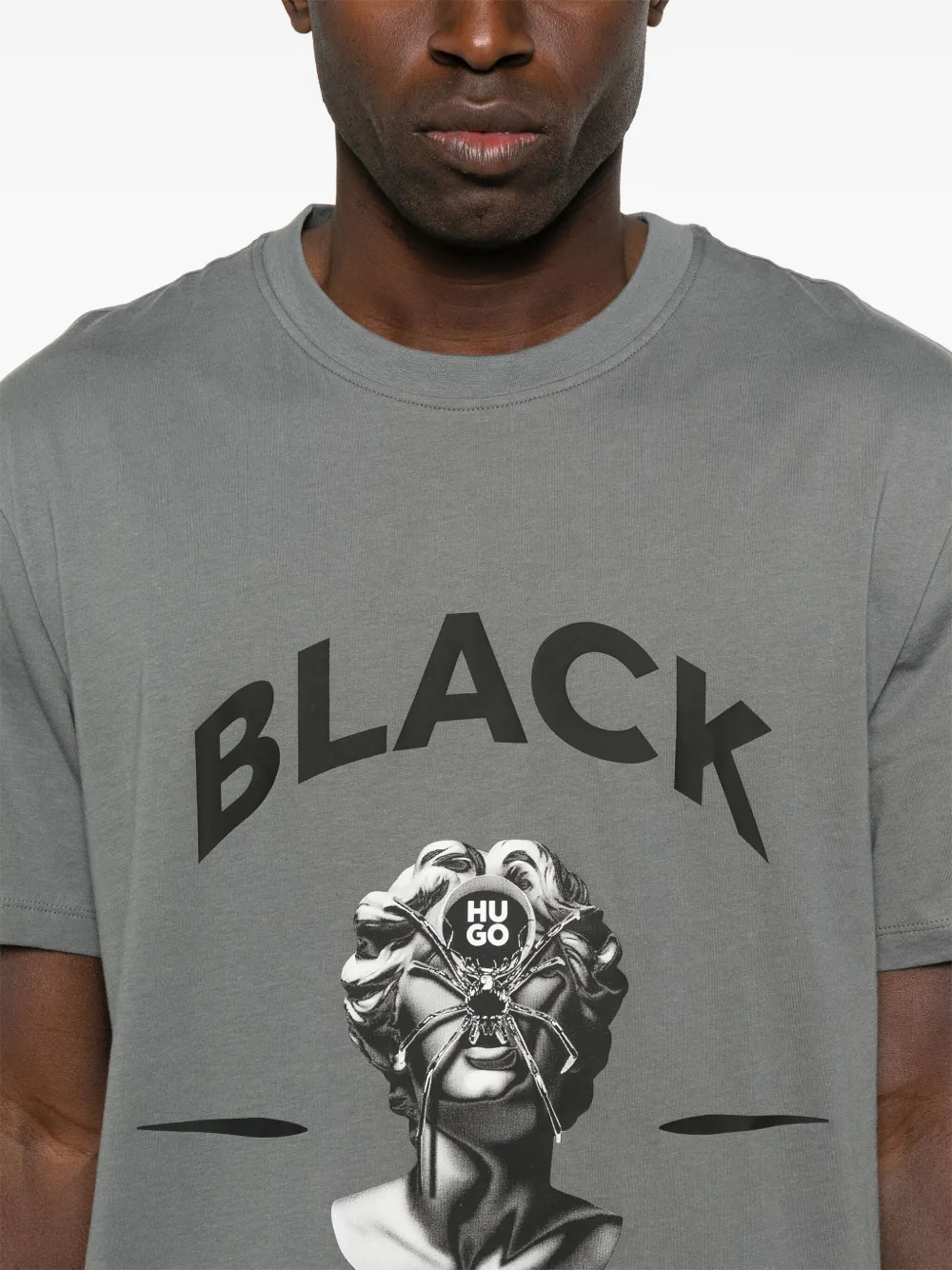 Shop Hugo Boss Spider-print Cotton T-shirt In Grey