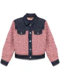 BOSS denim-panel tweed jacket - Pink