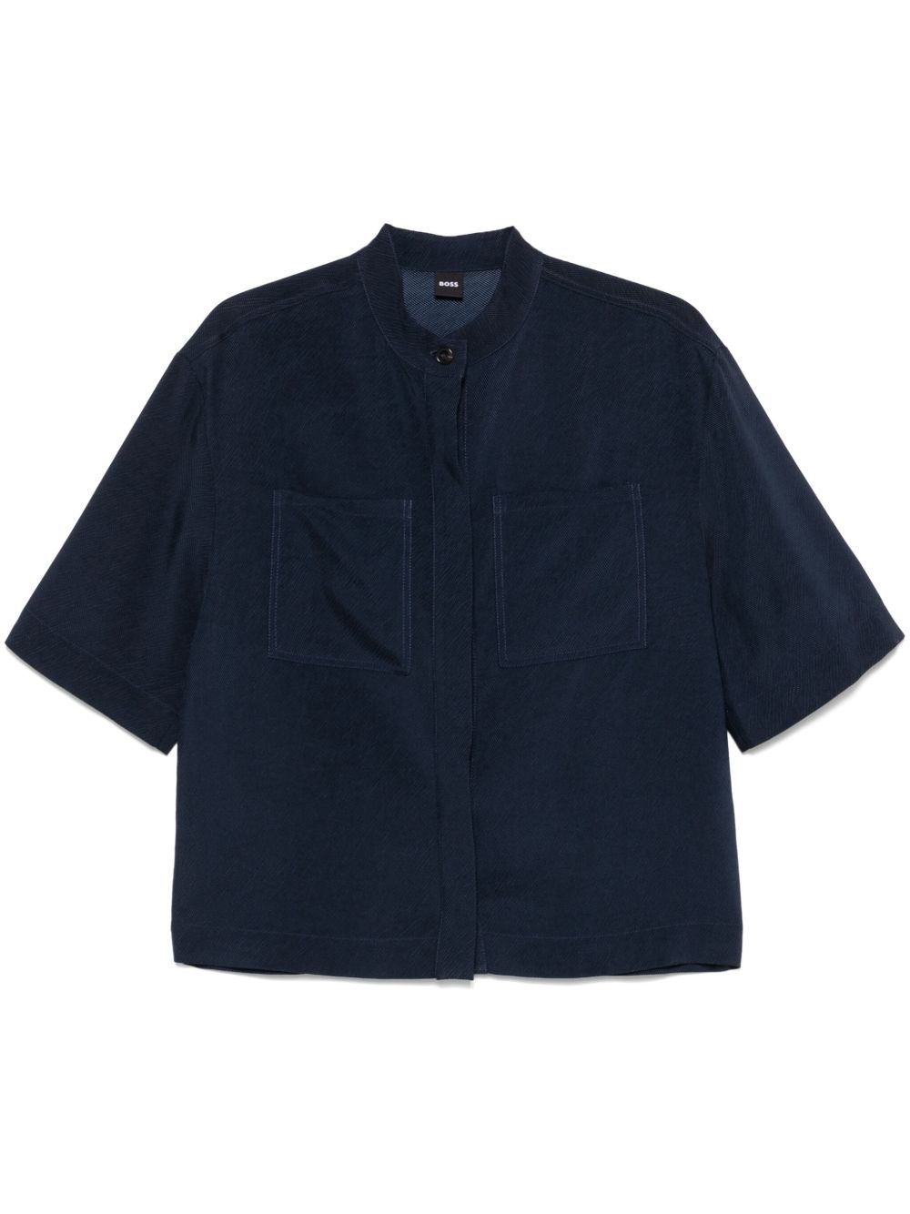 BOSS band-collar shirt - Blue