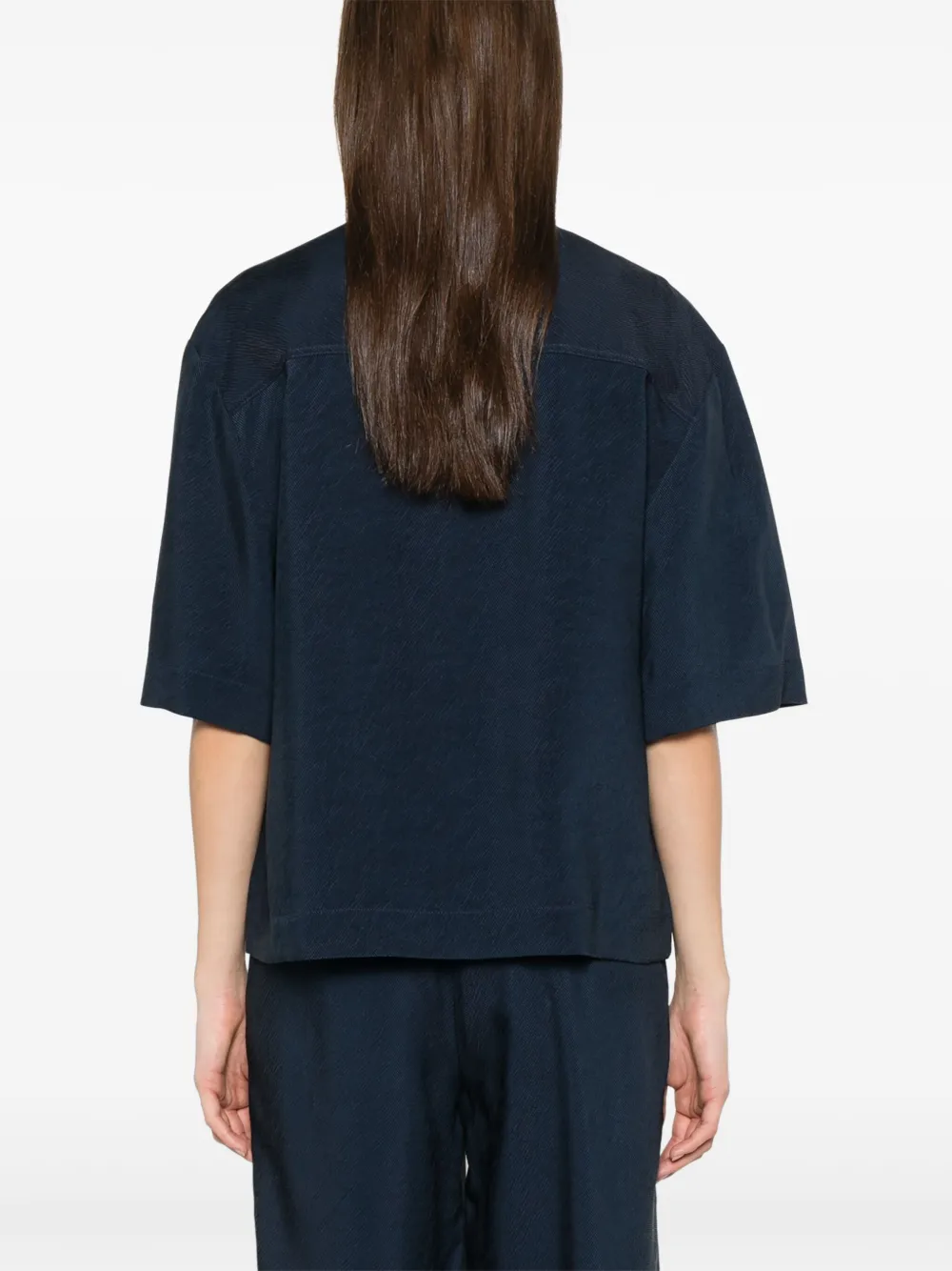 BOSS Blouse met bandkraag Blauw