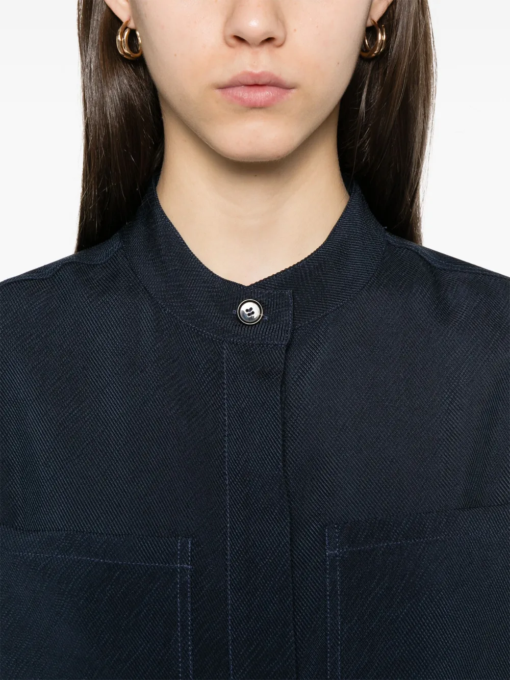 BOSS Blouse met bandkraag Blauw