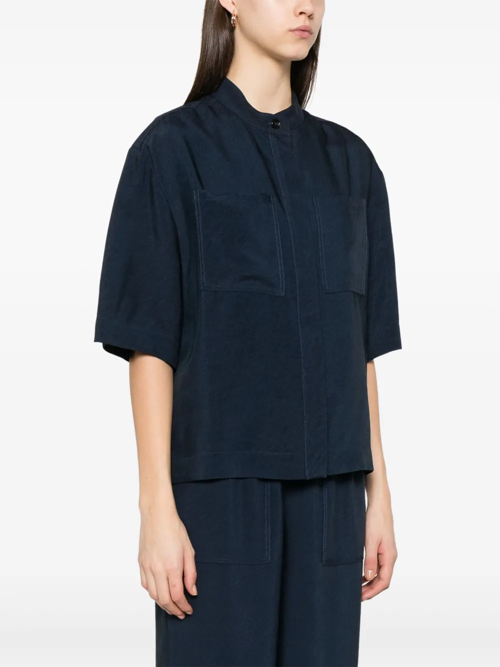 BOSS Blouse met bandkraag Blauw