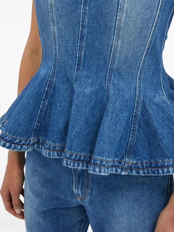 【関税込み】MSGM ブルー プリント ジーンズ MSGM デニムトップ | ブルー | FARFETCH JP