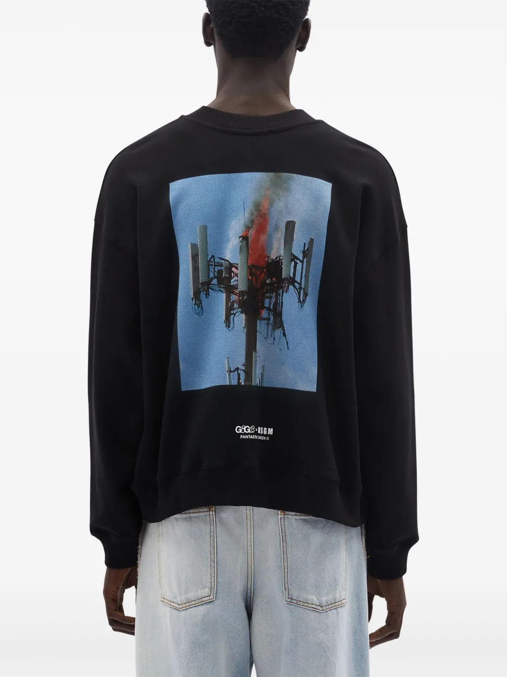 【関税込み】MSGM ブラック プリント スウェットシャツ MSGM プリント スウェットシャツ | ブラック | FARFETCH JP