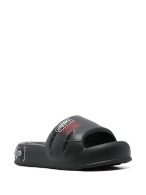 極美品 KENZO ケンゾー オールレザー サンダル 黒 本革 スリッパ KENZO-SPLASH SLIDES | KENZO(ケンゾー) / シューズ サンダル