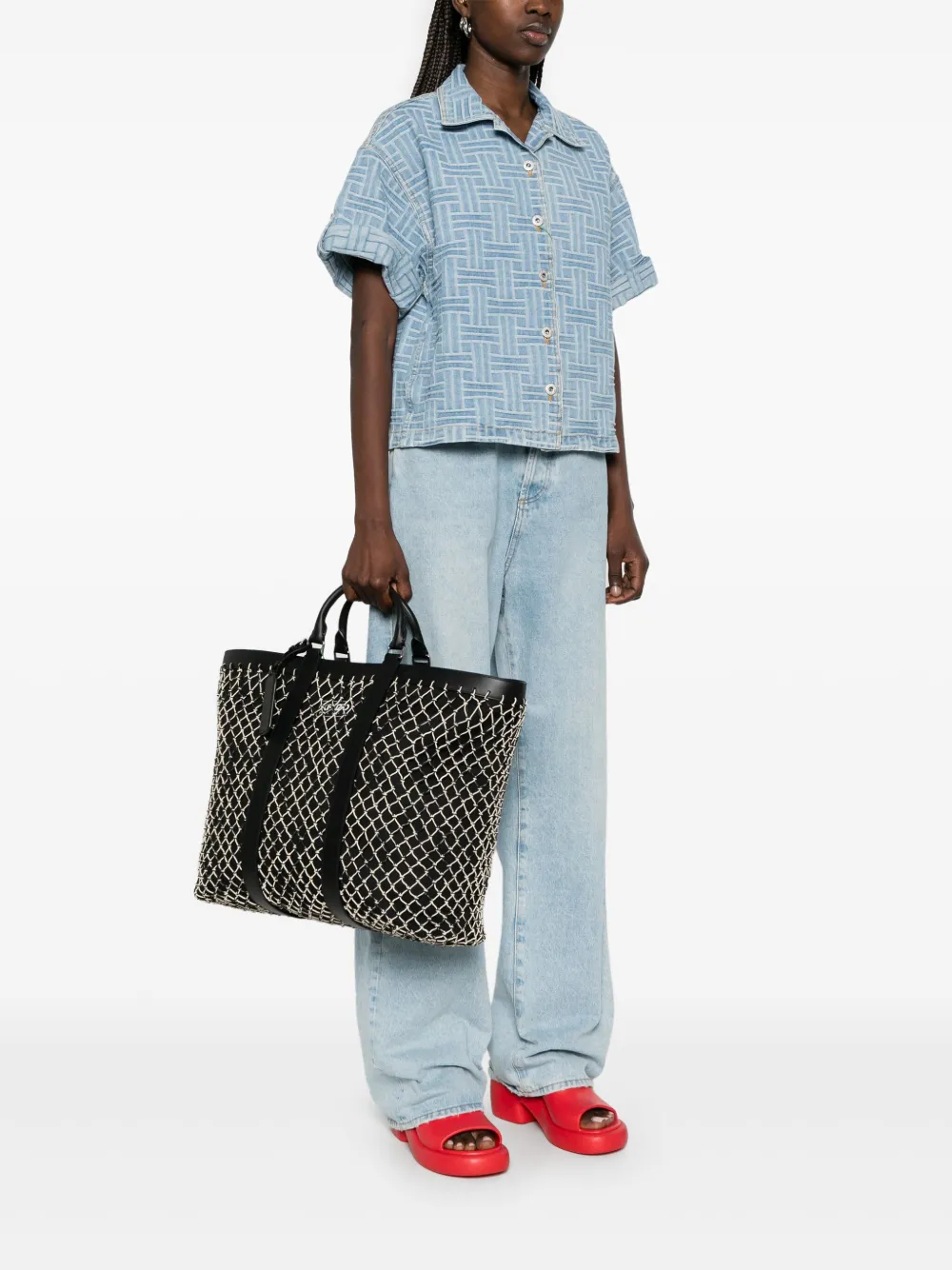 Kenzo Shopper met netlaag - Zwart
