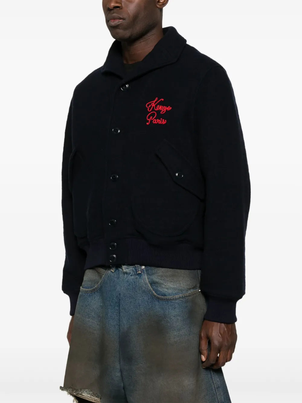 Kenzo Jack met geborduurd logo Blauw