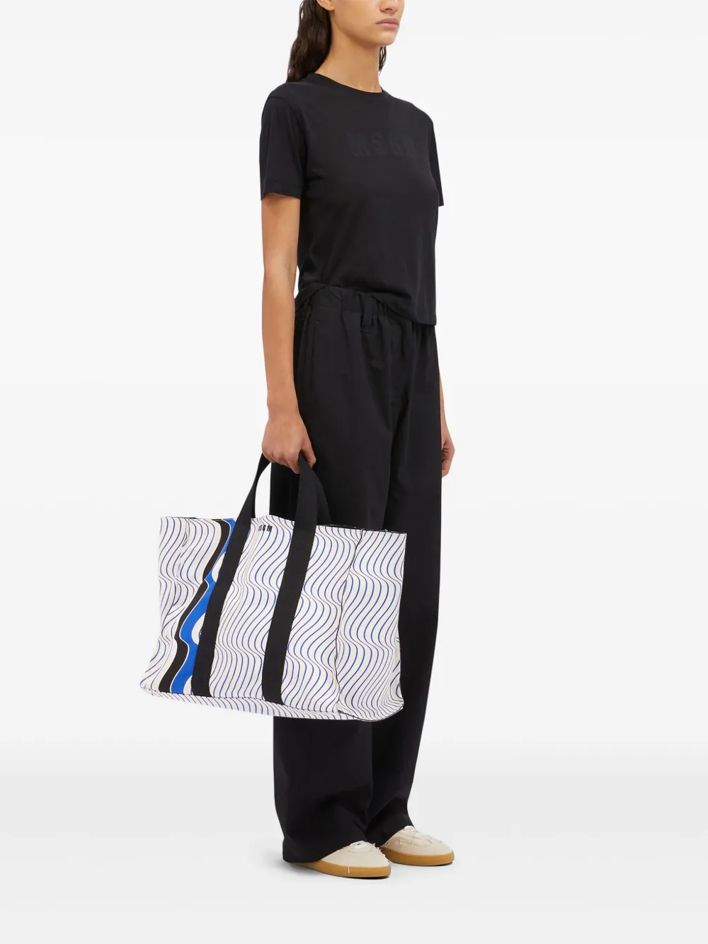 MSGM Gestreepte shopper - Blauw