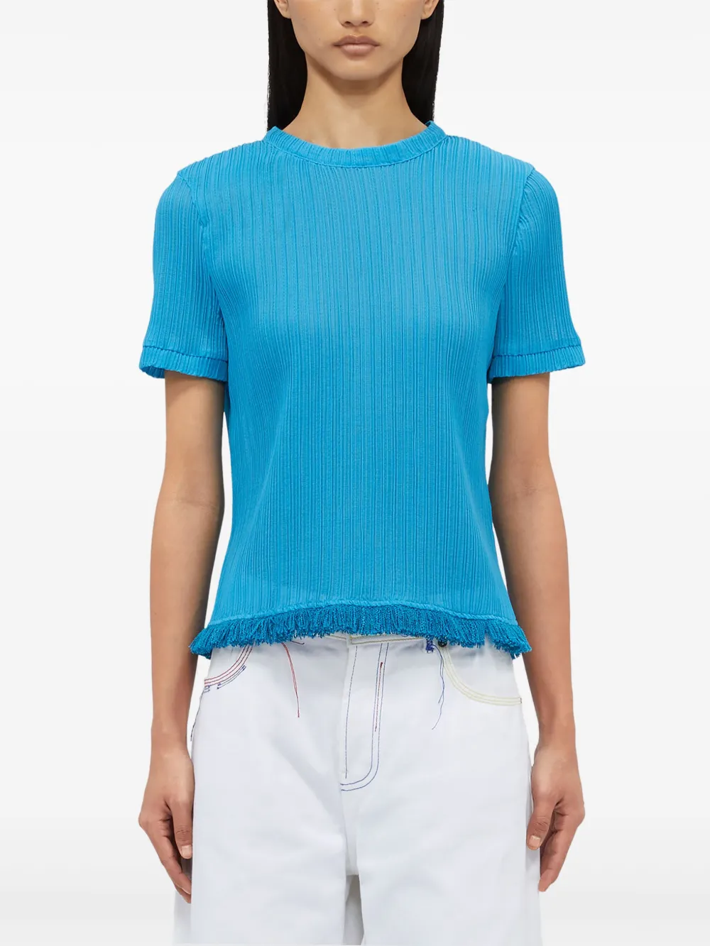 MSGM Geribbeld T-shirt Blauw