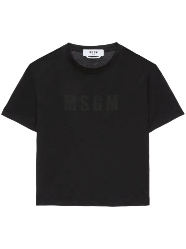 MSGM ブラック Tシャツ ロゴ入り 新品 タグ付き MSGM ロゴ Tシャツ | ブラック | FARFETCH JP