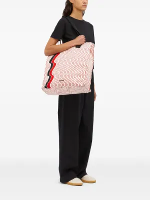 【MSGM】Tote bags woman Black and white striped canvas shopper bag - MSGM Official