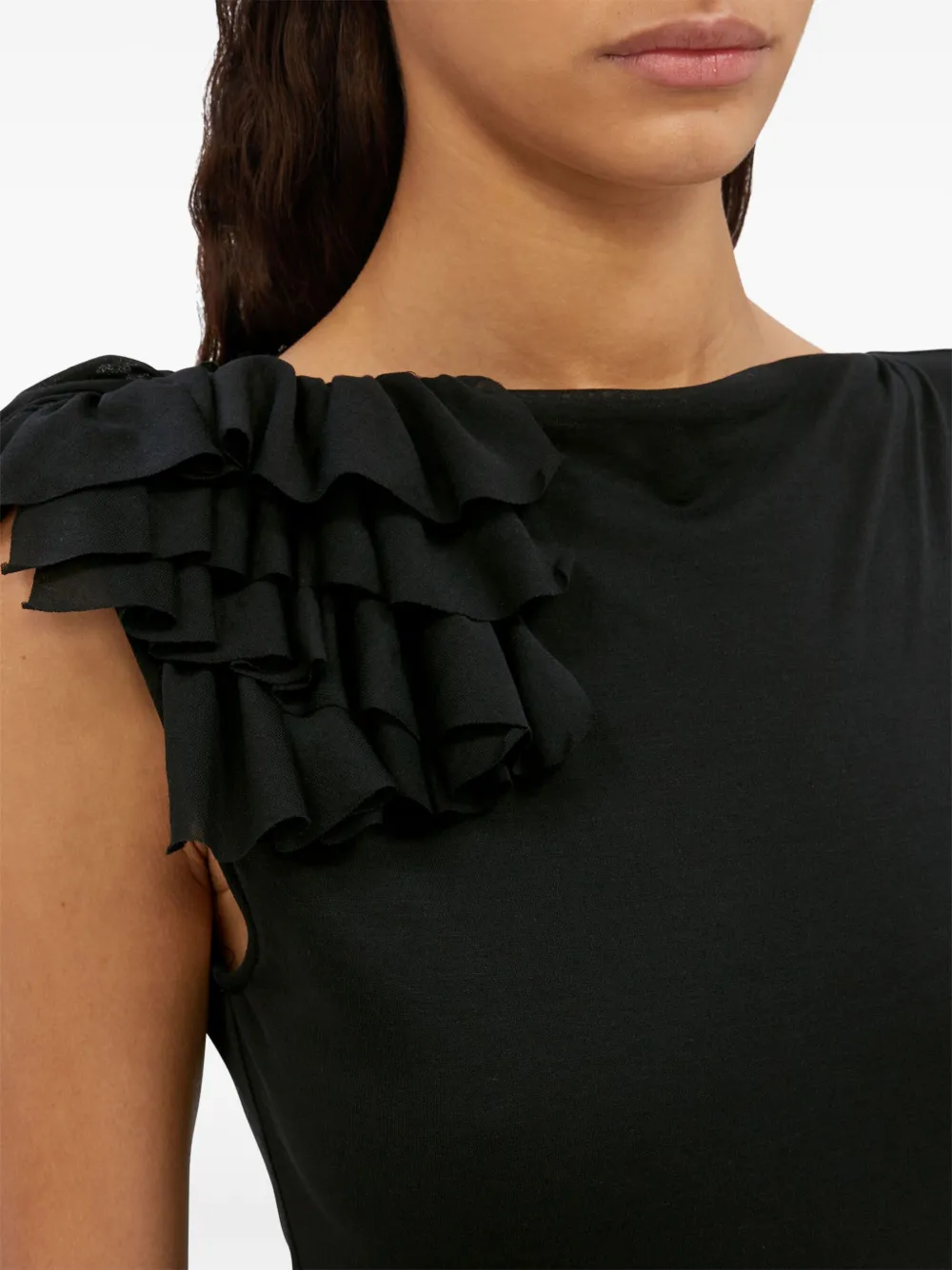 Msgm Ruffle-detailing Body In Black