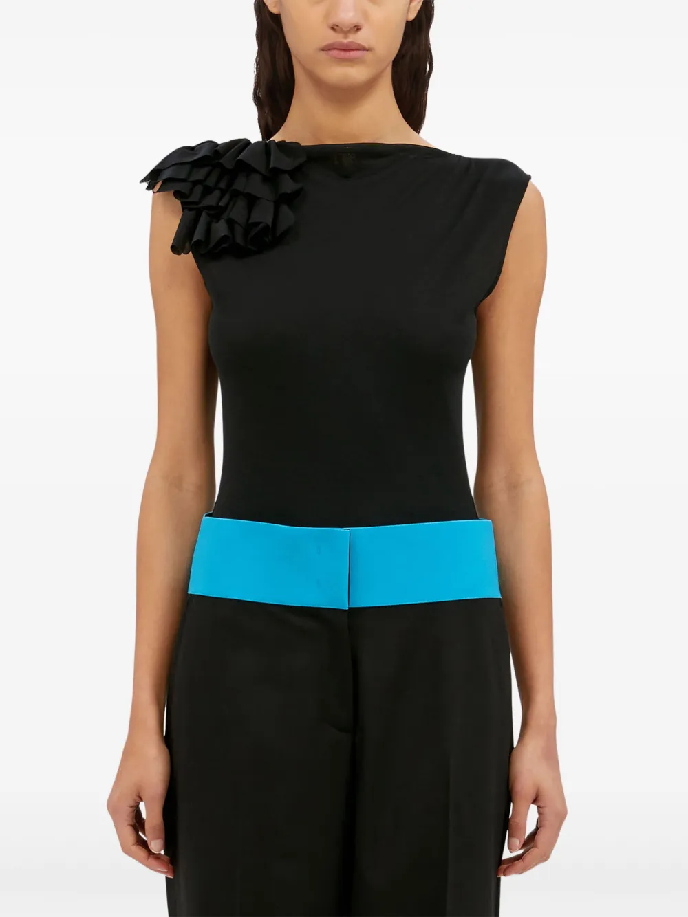 Msgm Ruffle-detailing Body In Black