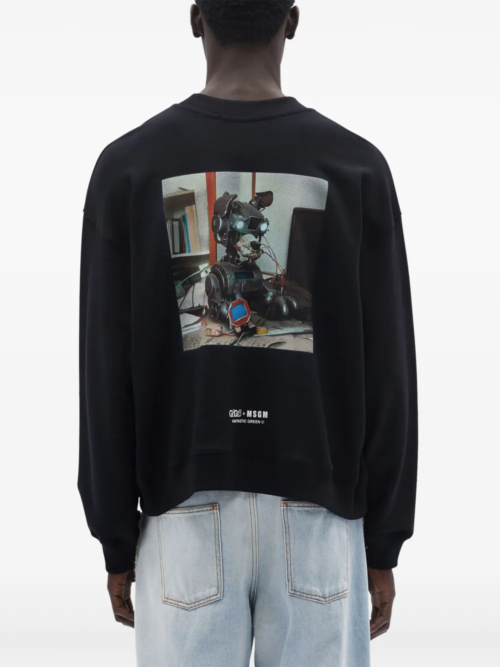 【関税込み】MSGM ブラック プリント スウェットシャツ MSGM プリント スウェットシャツ | ブラック | FARFETCH JP