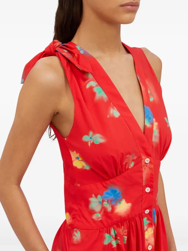MSGM Printed Maxi Dress | Red | FARFETCH IL