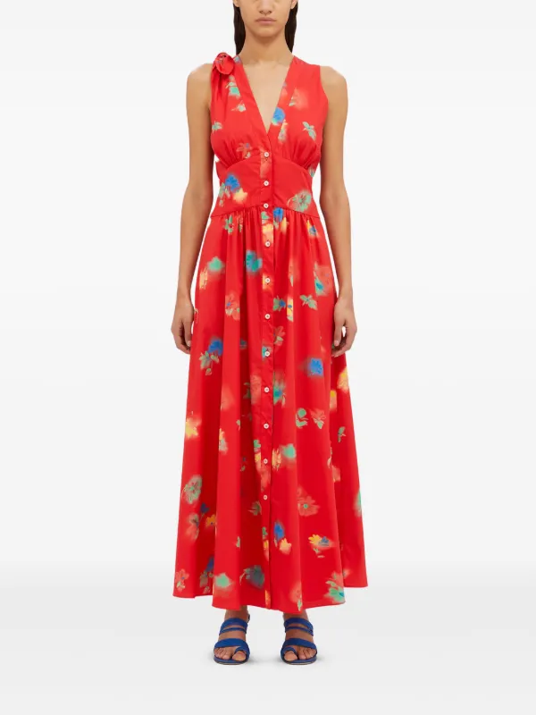 MSGM Printed Maxi Dress | Red | FARFETCH IL