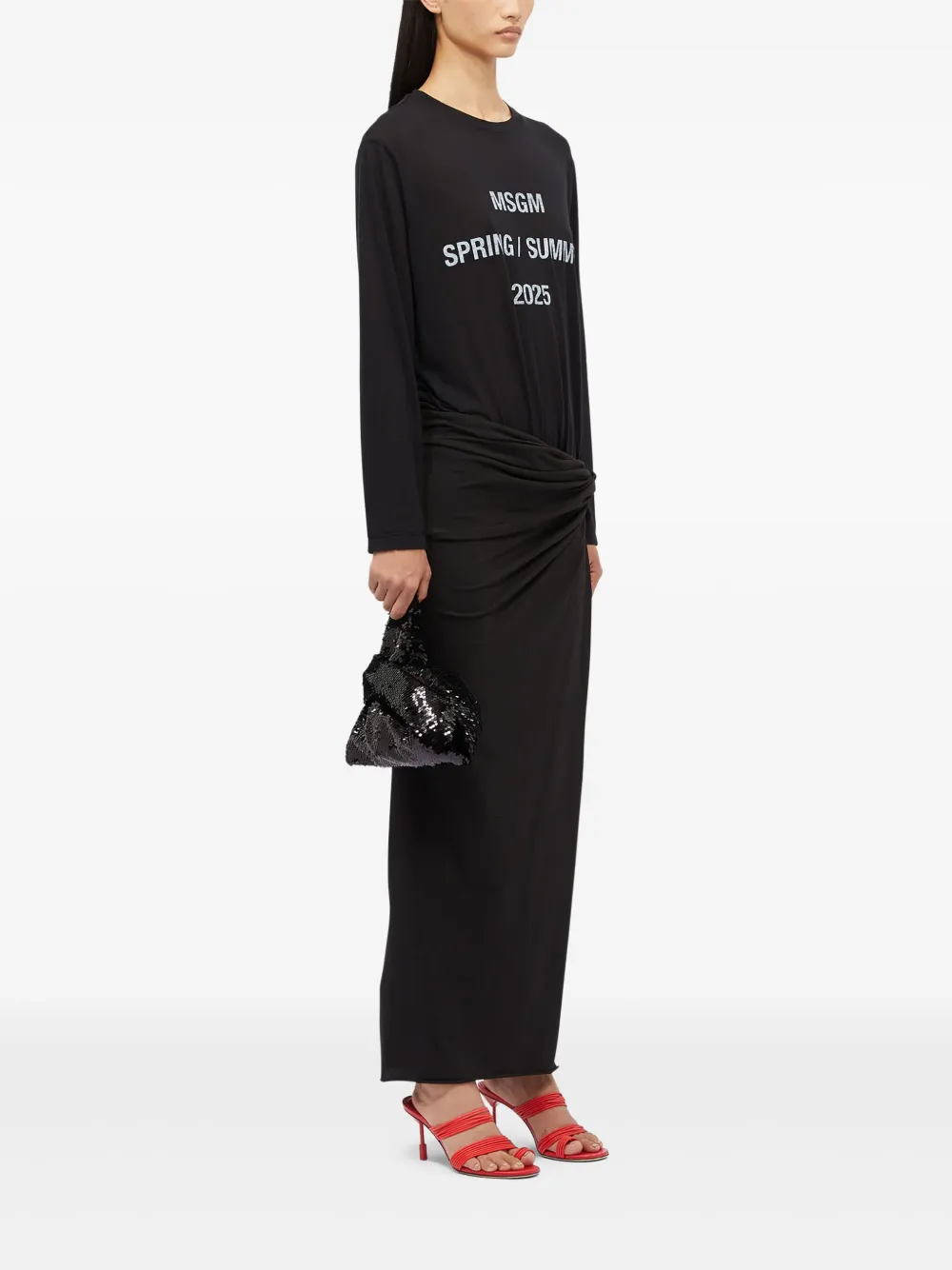 MSGM Gedrapeerde maxi-rok Zwart