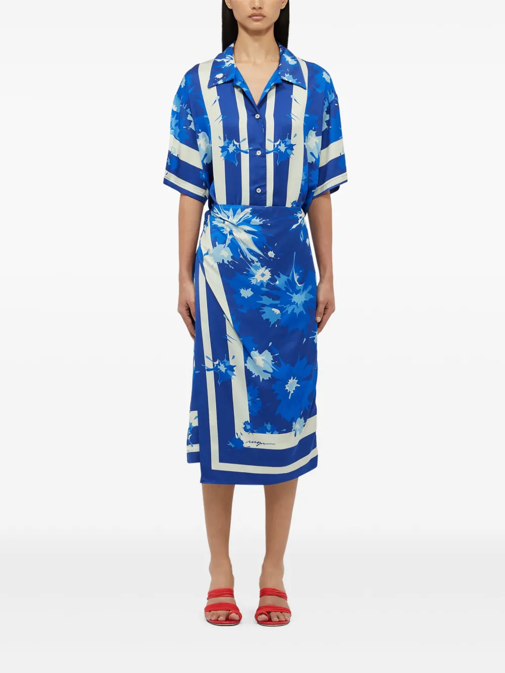 MSGM Midi-rok met print - Blauw