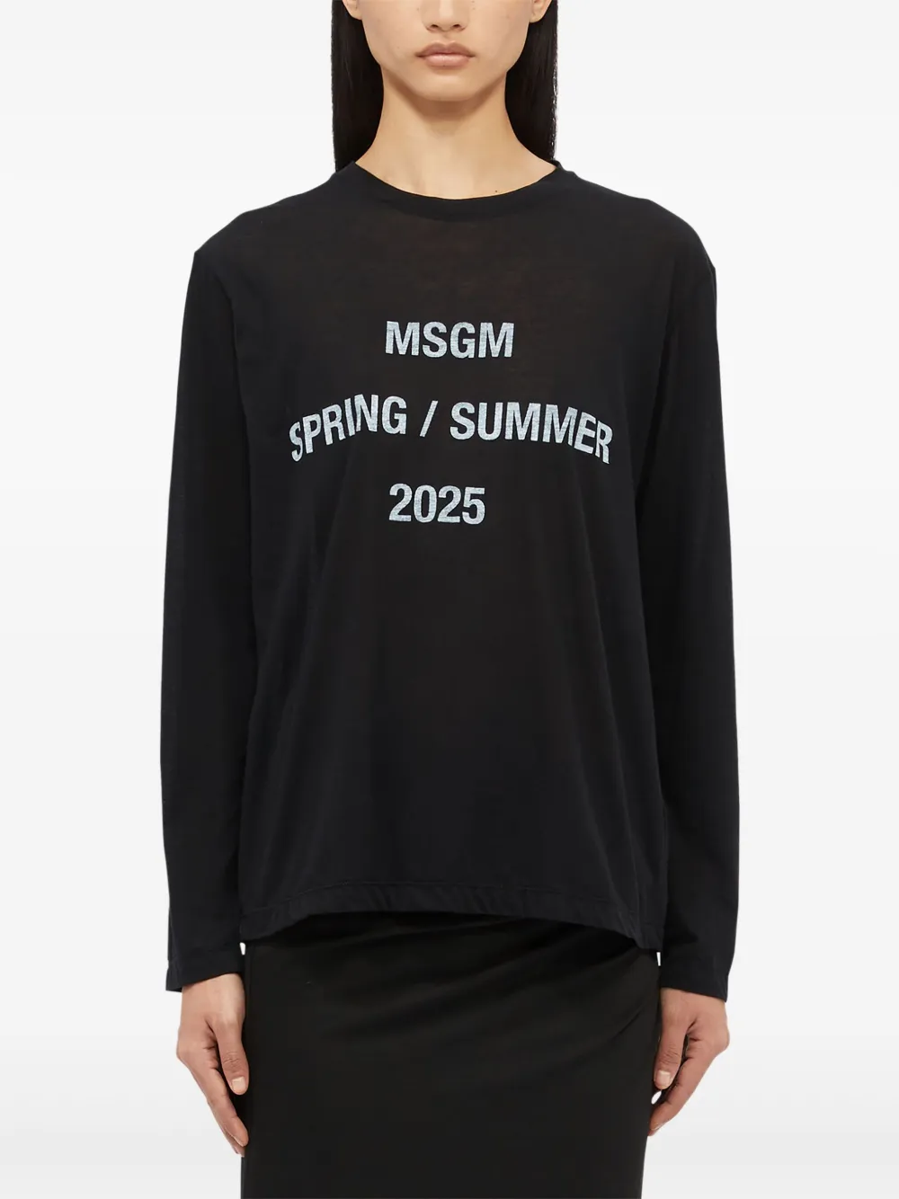 MSGM Katoenen T-shirt met tekst Zwart
