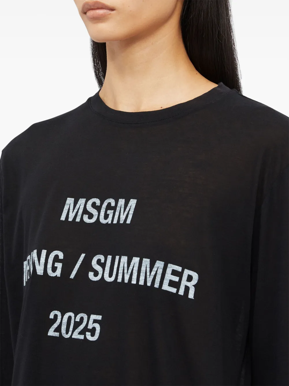 MSGM Katoenen T-shirt met tekst Zwart